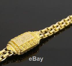 Antique 9ct Yellow Gold 7 Oval Curb Albertina Bracelet 5-10mm Wide
