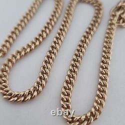 Antique 9ct Yellow Gold Double Albert Pocket Watch T-Bar Chain Necklace 375 35cm