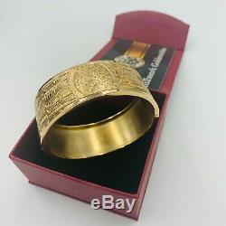 Antique 9ct Yellow Gold Floral Engraved Hinged Cuff Bangle #906