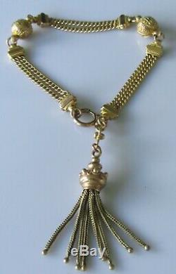 Antique 9ct yellow gold Albertina bracelet (14.7g) with tassel