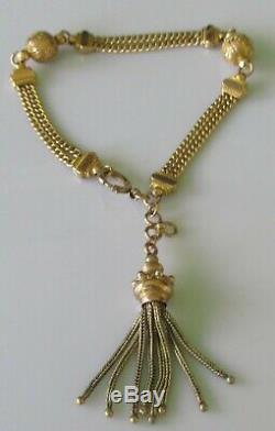 Antique 9ct yellow gold Albertina bracelet (14.7g) with tassel