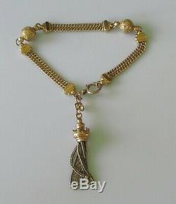 Antique 9ct yellow gold Albertina bracelet (14.7g) with tassel