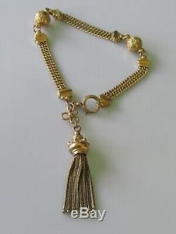 Antique 9ct yellow gold Albertina bracelet (14.7g) with tassel