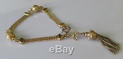 Antique 9ct yellow gold Albertina bracelet (14.7g) with tassel