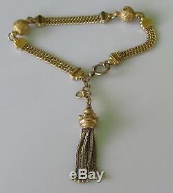 Antique 9ct yellow gold Albertina bracelet (14.7g) with tassel