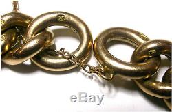 Antique Chain Bracelet 9ct Rose Gold Chunky Link Padlock fastener Edwardian era