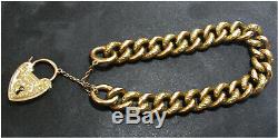Antique Chain Bracelet 9ct Rose Gold Chunky Link Padlock fastener Edwardian era