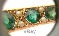 Antique Edwardian 9ct Yellow Gold Green Garnet & Seed Pearl Bangle Bracelet