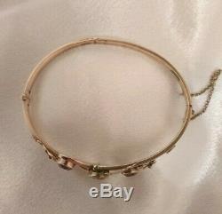 Antique Edwardian Suffragette 9ct Gold Amethyst And Peridot Bangle Circa 1910