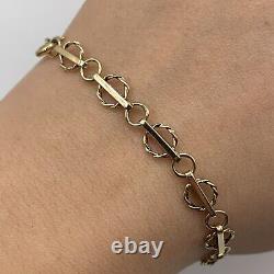 Antique Fancy Circle Twist Link Chain Bracelet 9ct 9k Yellow Gold 7 Inches