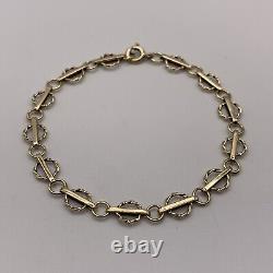 Antique Fancy Circle Twist Link Chain Bracelet 9ct 9k Yellow Gold 7 Inches