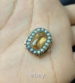 Antique Georgian 9ct Gold and Citrine Pearl Clasp for Necklace / Bracelet