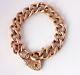 Antique Heavy 9ct Rose Gold Curb Link Chain Bracelet Heart Padlock. 30.66g C1890