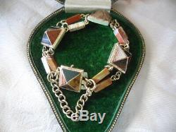 Antique Jewellery 9ct Gold Scottish Agate Bracelet Victorian Vintage Jewelry