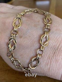 Antique Ladies 9ct Gold Fancy Link Bracelet 11.1g 7.5 Long Fab