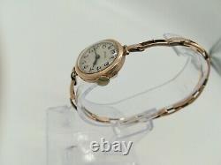 Antique Ladies 9ct Gold Stretch Bracelet Rolex Mechanical Watch