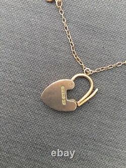 Antique Rose Gold Bracelet Heart 9ct Chain Charm Edwardian Victorian Padlock