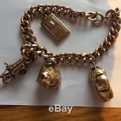 Antique Rose Gold Charm Bracelet With 9ct Gold Charms