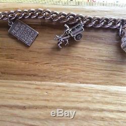 Antique Rose Gold Charm Bracelet With 9ct Gold Charms