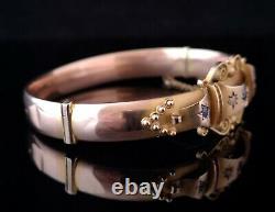 Antique Sapphire and Diamond bangle, 9ct Rose gold, yellow gold, Etruscan