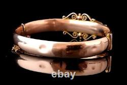 Antique Sapphire and Diamond bangle, 9ct Rose gold, yellow gold, Etruscan