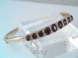 Antique Solid 9 Ct. 375 Gold Hallmarked Mine Cut Diamond And Garnet Bracelet