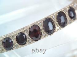 Antique Solid 9 Ct. 375 Gold Hallmarked Mine Cut Diamond And Garnet Bracelet