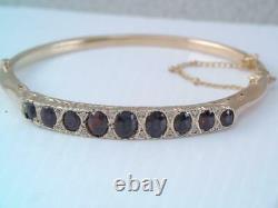 Antique Solid 9 Ct. 375 Gold Hallmarked Mine Cut Diamond And Garnet Bracelet