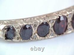 Antique Solid 9 Ct. 375 Gold Hallmarked Mine Cut Diamond And Garnet Bracelet