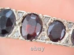 Antique Solid 9 Ct. 375 Gold Hallmarked Mine Cut Diamond And Garnet Bracelet