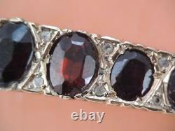 Antique Solid 9 Ct. 375 Gold Hallmarked Mine Cut Diamond And Garnet Bracelet