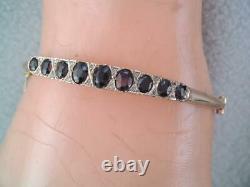 Antique Solid 9 Ct. 375 Gold Hallmarked Mine Cut Diamond And Garnet Bracelet