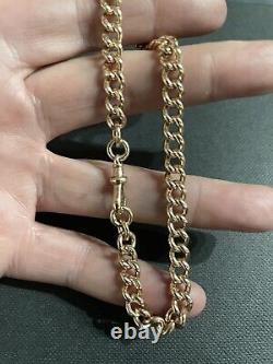 Antique Solid 9ct Rose Gold Albert Chain Bracelet Swivel Clasp 9 Long 18.4g