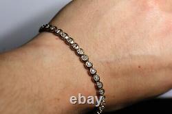 Antique Style 9ct Yellow Gold Brilliant Cut Diamonds Tennis Bracelet Chain