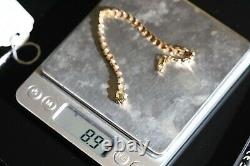 Antique Style 9ct Yellow Gold Brilliant Cut Diamonds Tennis Bracelet Chain