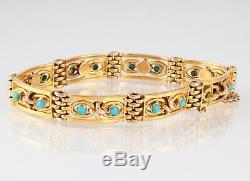 Antique Victorian 9Ct 9K Gold And Turquoise Gate Bracelet c 1890s