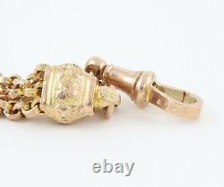 Antique Victorian 9Ct Gold Albertina Watch Chain / Bracelet With Fob