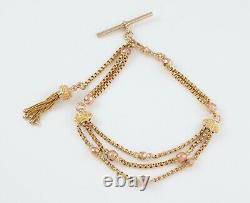 Antique Victorian 9Ct Gold Albertina Watch Chain / Bracelet With Tassel Fob