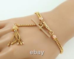 Antique Victorian 9Ct Gold Albertina Watch Chain / Bracelet With Tassel Fob