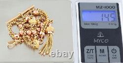 Antique Victorian 9Ct Gold Albertina Watch Chain / Bracelet With Tassel Fob