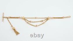 Antique Victorian 9Ct Gold Albertina Watch Chain / Bracelet With Tassel Fob