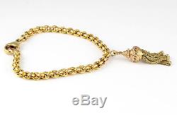 Antique Victorian 9Ct Gold Bracelet with Tassel Fob c 1880's