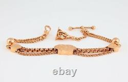 Antique Victorian 9Ct Rose Gold Albertina Watch Chain / Bracelet With Fob