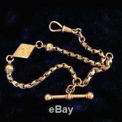 Antique, Victorian 9ct, 9k, 375 Rose Gold Albertine Watch chain, bracelet, C1885