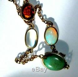Antique Victorian 9ct Gold Bracelet. Gem Set. Opal, Blue Moonstone, Turquoise