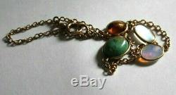 Antique Victorian 9ct Gold Bracelet. Gem Set. Opal, Blue Moonstone, Turquoise