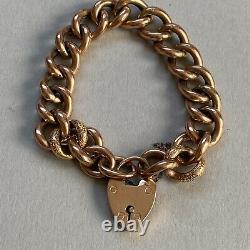 Antique Victorian 9ct Gold Curb Bracelet 21.70g Night And Day 7.5-8