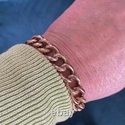 Antique Victorian 9ct Gold Curb Bracelet 21.70g Night And Day 7.5-8