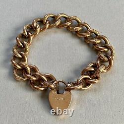 Antique Victorian 9ct Gold Curb Bracelet 21.70g Night And Day 7.5-8