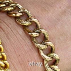 Antique Victorian 9ct Gold Curb Bracelet 21.70g Night And Day 7.5-8